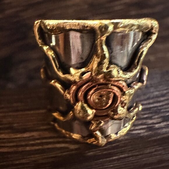 Artisan Crafted Bohemian Silver & Copper Heart Wide Cuff Ring in Gift Box - Picture 12 of 12